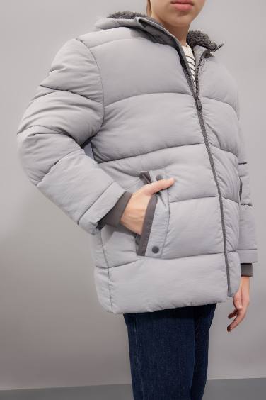 Ұлдарға бас киімді шерпа Пальто