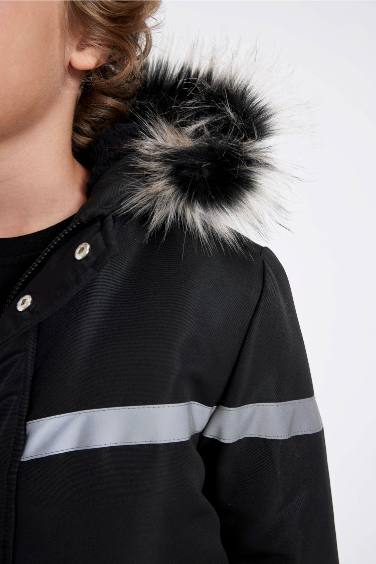 Ұлдарға бас киімді шерпа Пальто