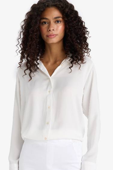 Regular Fit Long Sleeve Satin Shirt