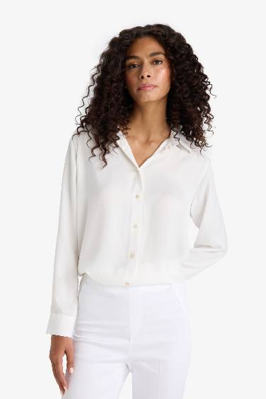 Regular Fit Long Sleeve Satin Shirt