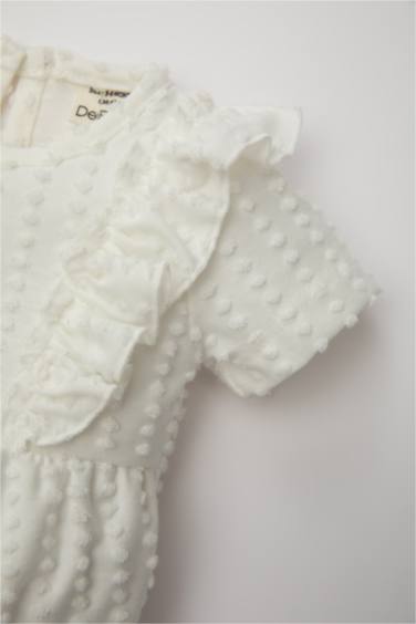 Body à Manches Courtes Col rond à Boutons-Pression pour Bébé Fille