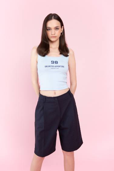 Fitted Printed U-Neck Modal Crop Top