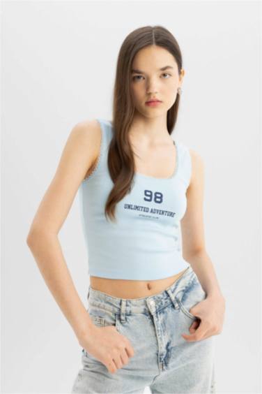 Débardeur Slim imprimé en Modal à Col en U