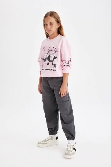 Girl Parachute Cargo Cotton Trousers