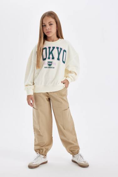 Girl Cotton Parachute Cargo Pants