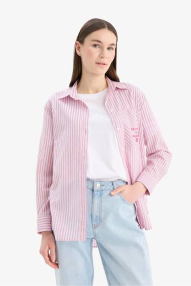 Tunique longue en coton imprimée à manches longues Coupe décontractée