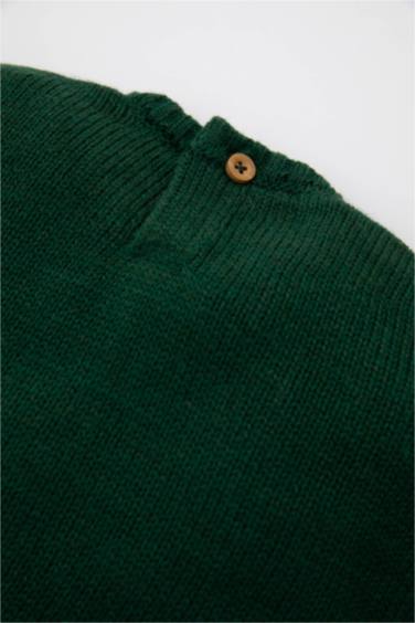 Erkek Bebek Bisiklet Yaka Baskılı Triko Kazak