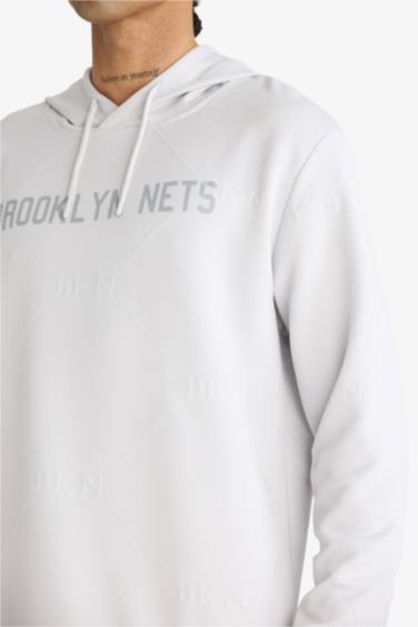 DeFactoFit NBA Brooklyn Nets Standart Fit Kapüşonlu Jakarlı Sweatshirt