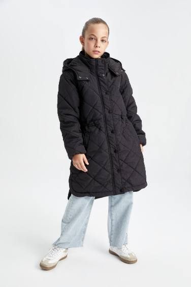 Girl Waterproof Hooded Long Puffer Jacket