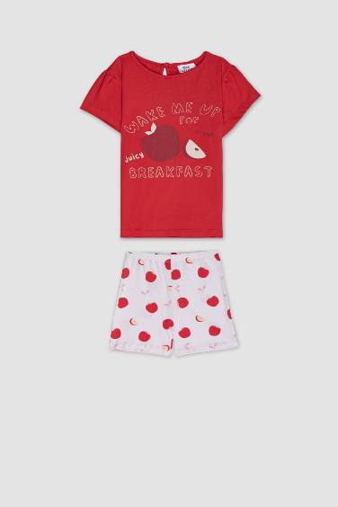 Baby Girl Fruit Patterned Cotton 2 Piece Pajama Set