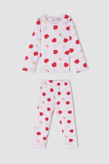 Baby Girl Fruit Patterned Cotton 2 Piece Pajama Set