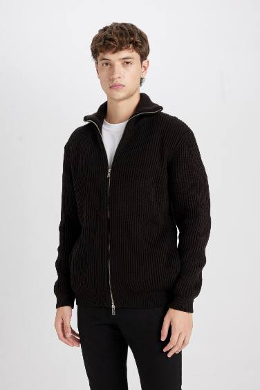 Standard Fit Turtleneck Knitwear Cardigan