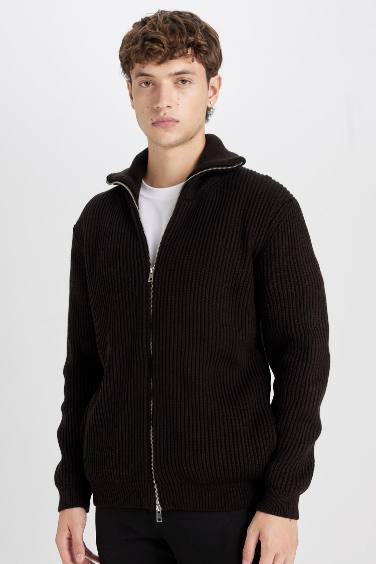 Standard Fit Turtleneck Knitwear Cardigan