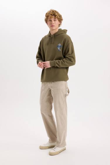 سروال مخمل واسع قصة مستقيمة بجيب