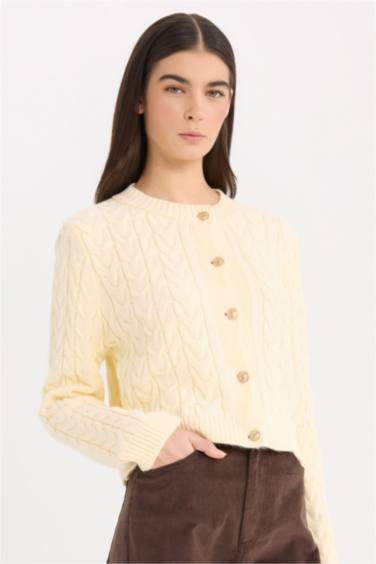 جاكيت تريكو قصة عادية بياخة مستديرة