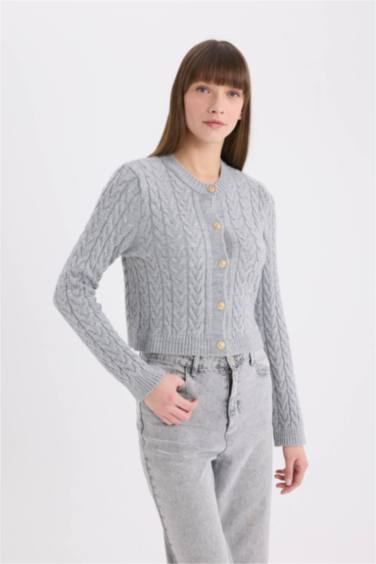 Regular Fit Crew Neck Cardigan