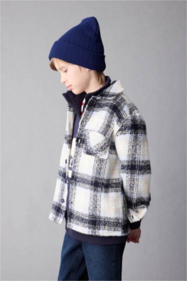 Erkek Çocuk Oversize Geniş Kalıp Polo Yaka Flanel Kareli Gömlek