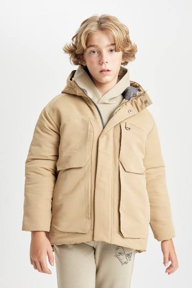 Boy Waterproof Hooded Fleece Lined Jacket