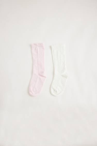 Lot de 2 paires de chaussettes à genoux en coton à semelle antidérapante pour BéBé Fille