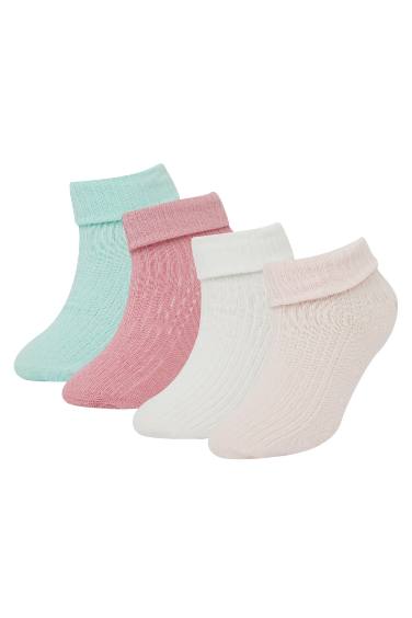 Baby Girl Seamless 4 Piece Cotton Long Socks