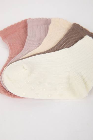 جوارب طويلة قطن بناتي - 5 قطع