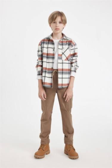 قميص بولو كم طويل فلانيل اوفر سايز