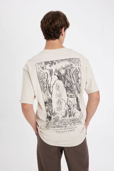 Utagawa Kunisada Boxy Fit Crew Neck Back Printed T-Shirt