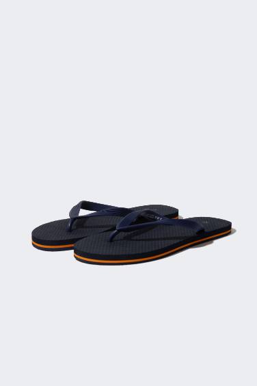 Man Flat Sole Slip On Faux Leather Flip Flop Slippers