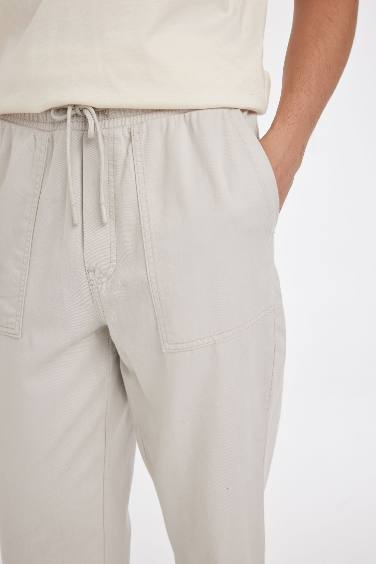 %100 Pamuk Yazlık Jogger Pantolon Wide Leg Bol Rahat Kesim Paraşüt Beli Bağcıklı Geniş Bol Paça