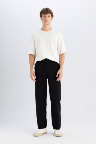 Pantalon en coton large style parachute taille à cordon de serrage