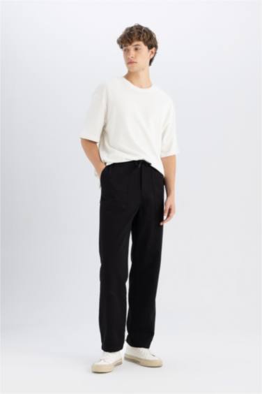 Pantalon en coton large style parachute taille à cordon de serrage