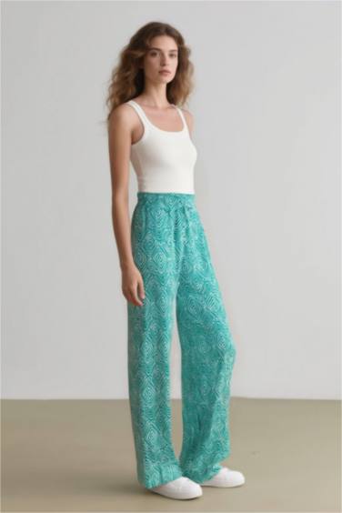 Wide Leg Printed Pocket Trousers