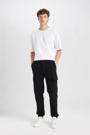 بنطلون كارجو جبردين قصة عادية بجيب بأستك من تحت