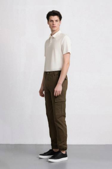 Regular Gabardin Jogger Pantolon Kargo Cepli Beli Paçası Lastikli