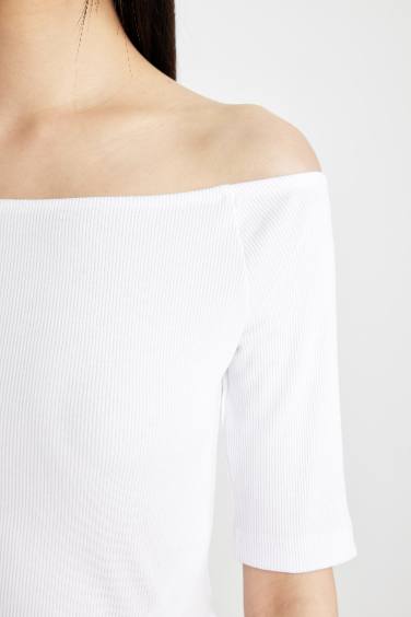 Slim Fit Off Shoulder Camisole Short Sleeve T-Shirt