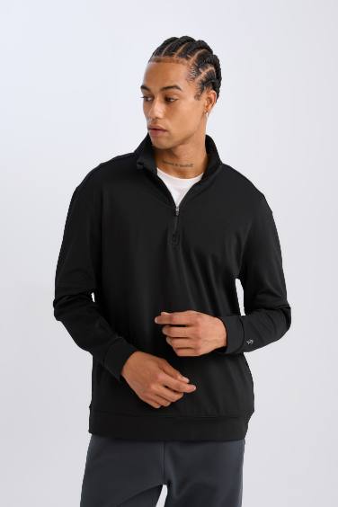 DeFactoFit Standard Fit Stand Collar Sports Sweatshirt