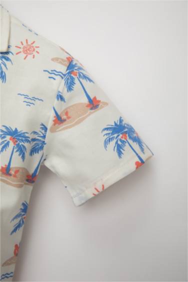 قميص بيبي اولادي نص كم تويل قصة عادية بياقة عالية