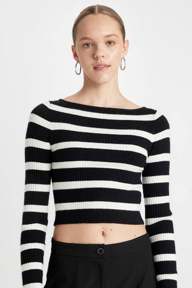 Slim Fit Striped Knitted Pullover