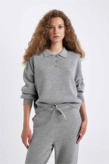 Свитер стандартного кроя с воротником поло, Coool