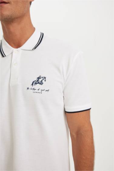 New Regular Fit Short Sleeve Pique Polo T-Shirt