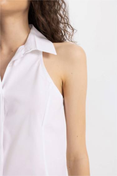 قميص بوبلين سليم فيت بدون كم