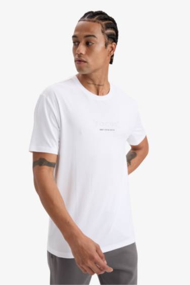 DeFactoFit, стандартный крой, мягкое прикосновение, круглый вырез с принтом, короткий рукав футболка