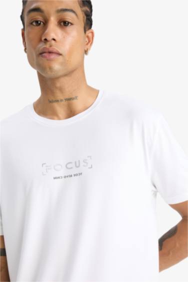 DeFactoFit Standard Fit Crew Neck Printed Sports T-Shirt