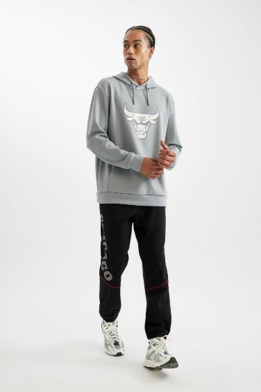 بنطلون سويت بانتس اسود تقيل قصة عادية بأستك من تحت من شيكاغو بولز