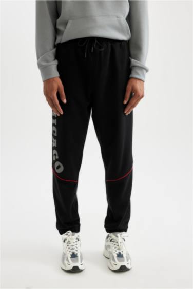 بنطلون سويت بانتس اسود تقيل قصة عادية بأستك من تحت من شيكاغو بولز