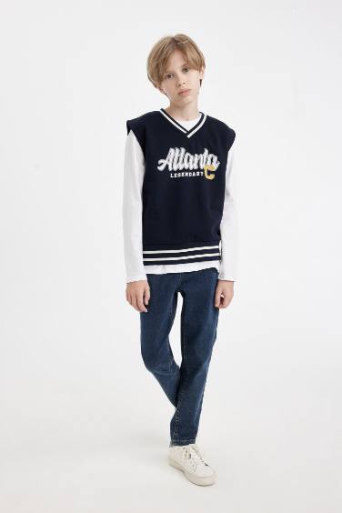 Boy Oversize Fit Thick Sweatshirt Fabric Vest