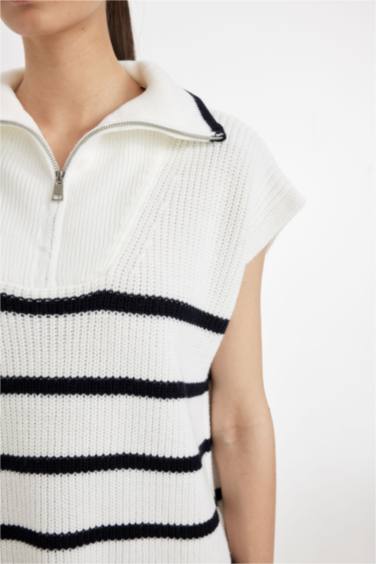 Свитер в полоску стандартного кроя на молнии