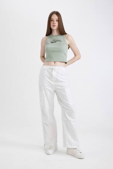 Майка с принтом с круглым вырезом