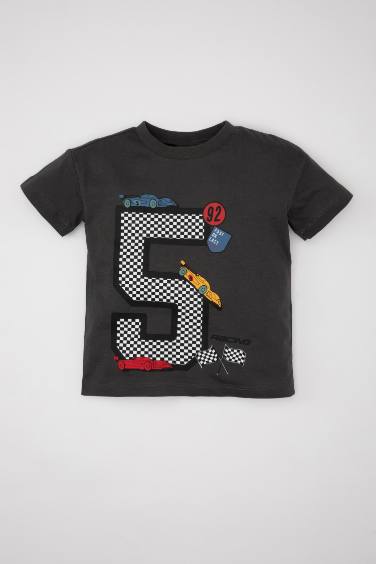 Baby Boy Regular Fit Vehicle Printed Short Sleeve T-Shirt