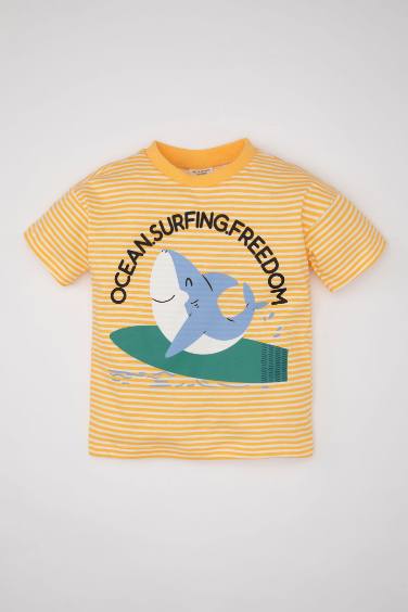 Baby Boy Shark Printed Short Sleeve T-Shirt